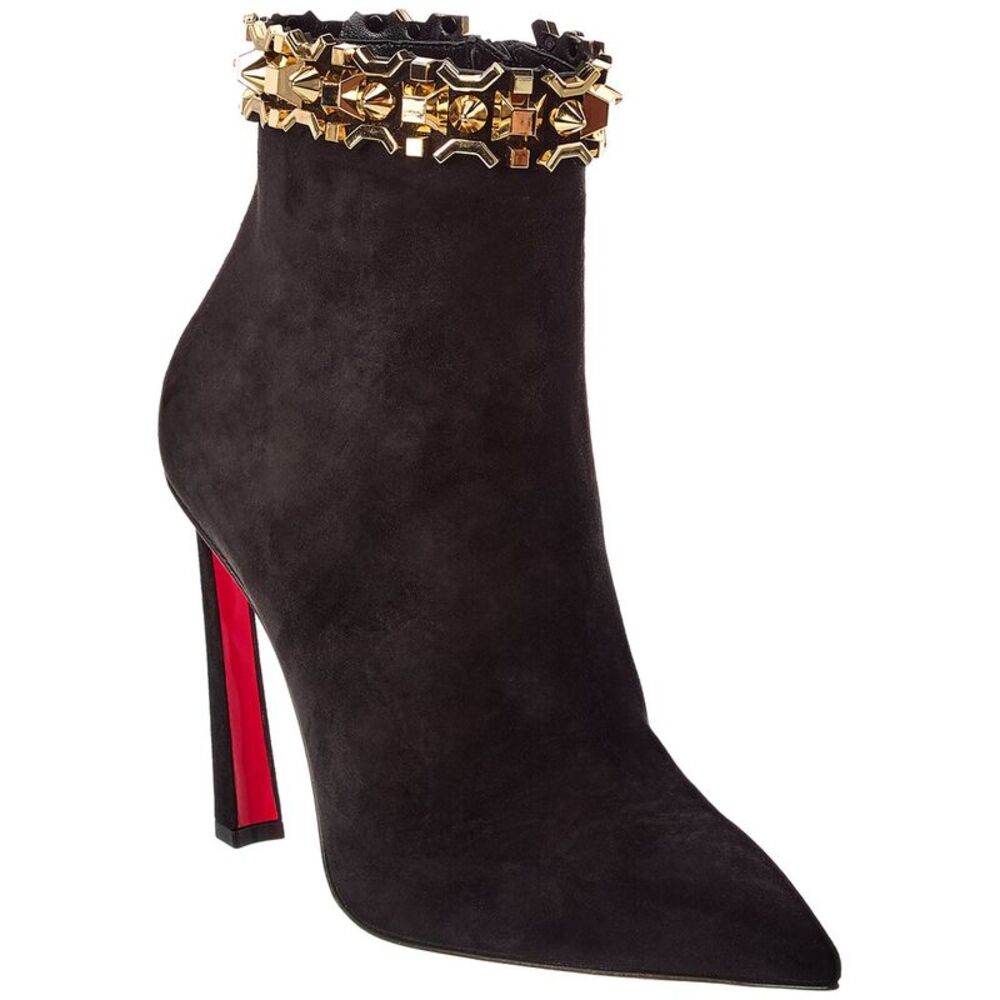 Christian Louboutin Astrospikes 100 Suede Bootie, Black